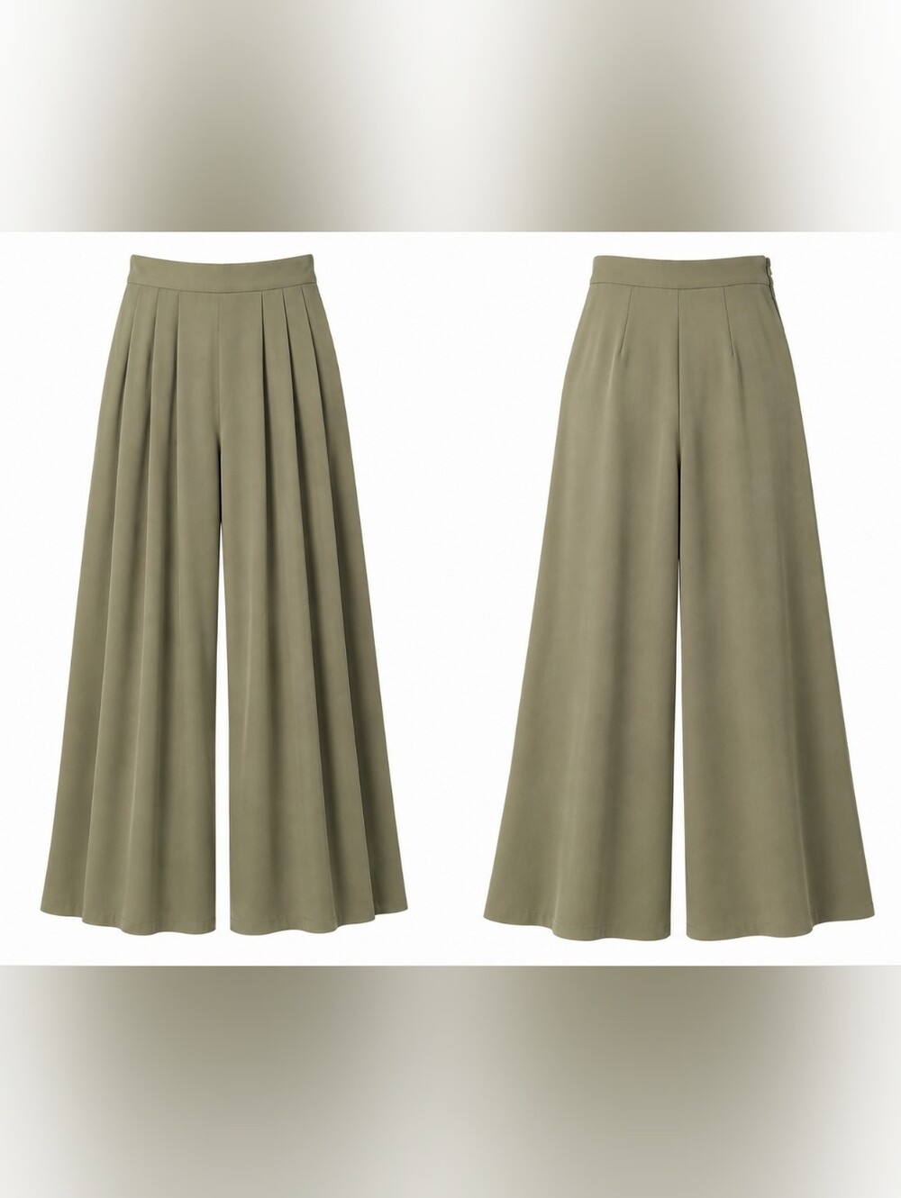 Dee Ocleppo Women’s Pleated Wide Leg Dress Pants Khaki Green Size 10